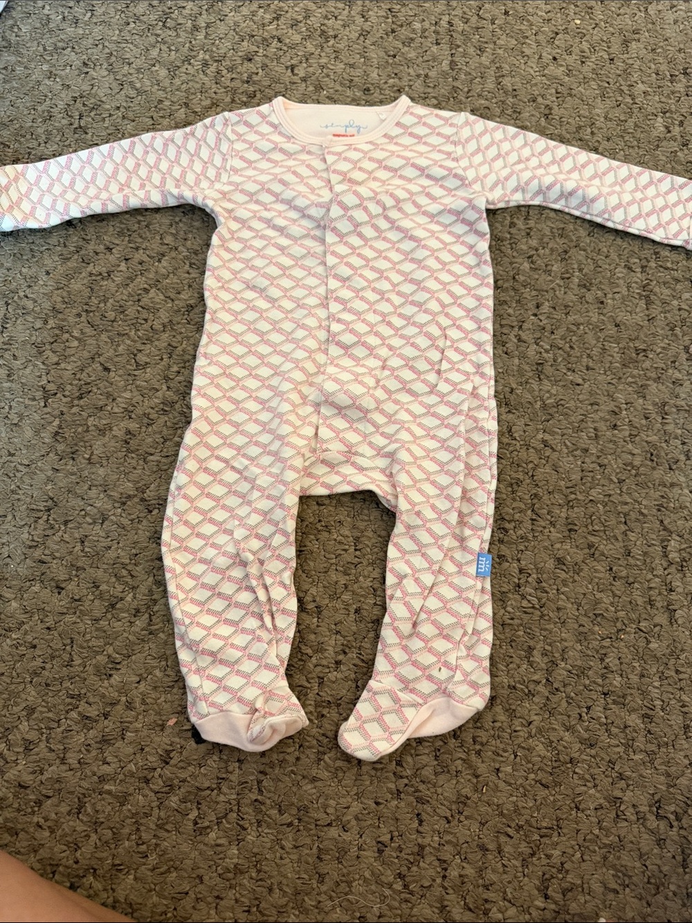 Magnetic Me - 3-6 months - Pink Patterned Footed One-Piece